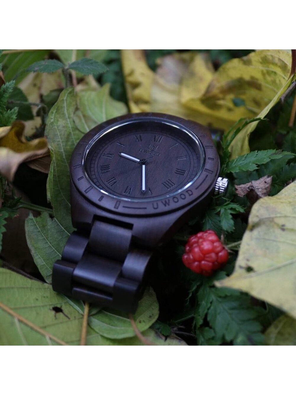 Men's Black Handmade Sandalwood Analog Quartz Vintage Unique Wrist Wooden Watch View 4